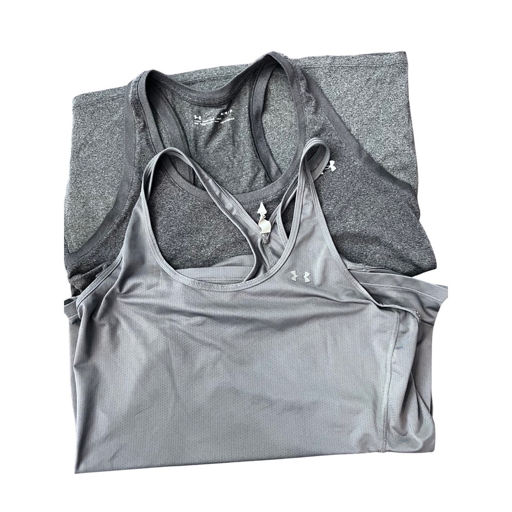 Under‎ Armour Tank Top Lot of Two Athletic Racerback Workout Gray Medium